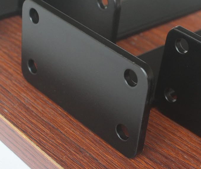 2 Pack - 5 inch Black Hidden L Shelf Bracket (1/5 Inch Thicked) Iron Floating Shelf Brackets Rustic Industrial Metal Brackets for Shelf Support