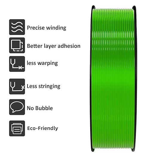 Geeetech TPU Filament 1.75mm, 95A Flexible 3D Printer Filament with High Elasticity, 1KG (2.2lbs) Spool, Dimensional Accuracy 짹0.03mm, Fits Most FDM Printers (Clear Green)