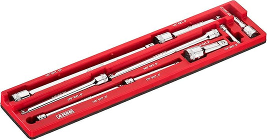 ARES 70753-9-Piece Extension Bar Set - Includes 1/4-inch, 3/8-inch, and 1/2-inch Drive Extension Bars - Magnetic Organizer for Ideal Storage