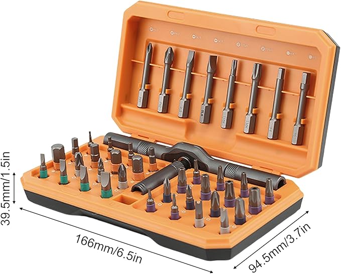 42 in 1 Ratchet Screwdriver Set, Magnetic Screwdriver Set with Detachable Ratchet Handle Portable Compact Repair Tool Kit for Furniture, Computer, Bicycle, Doorbell and DIY