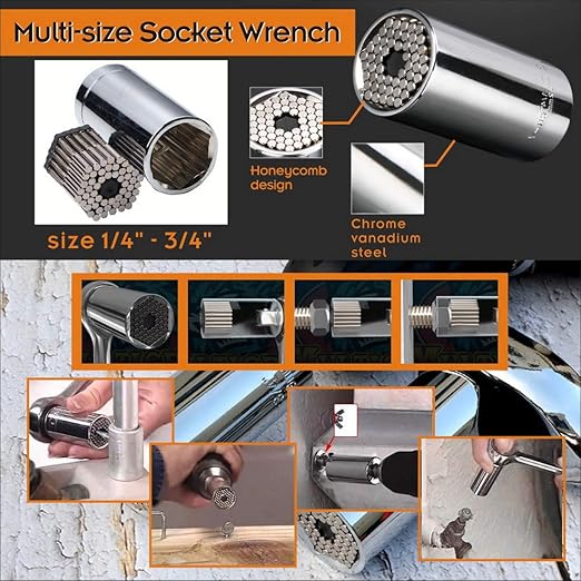 Universal Socket Wrench Set Home Tool Kit, Screwdriver Bit Set, Multi-Purpose Drill Bit Set, Ratchet Handle Stocking Stuffers Present or Gifts for Dad Man Birthday and Festival (KITS-01)
