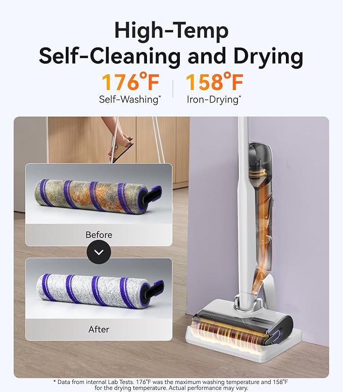 NARWAL S30 Wet Dry Vacuum Cleaner with 20000Pa Suction, 176째F Self-Cleaning, Heated Drying, Disposable Waste Bag, Tangle-Free, Cordless Vacuum Mop for Hard Floors & Edge Cleaning, Easy to Use