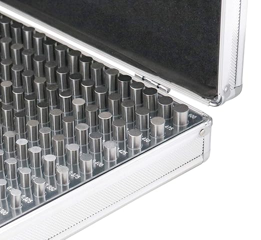 Accusize Industrial Tools 0.251''-0.500'', 250 Pc Steel Plug Pin Gage Set, Minus, Class Zz, with Reliable Strong Aluminum Case, M2(-) a