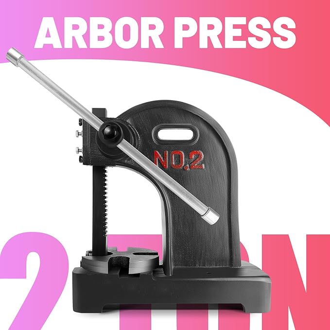 Heavy Duty 2 Ton Arbor Press, Manual Arbor Press, 8.5" Maximum Height, Cast Iron Desktop Press for Bending, Stamping, Forming, Stretching (2 Ton Black)
