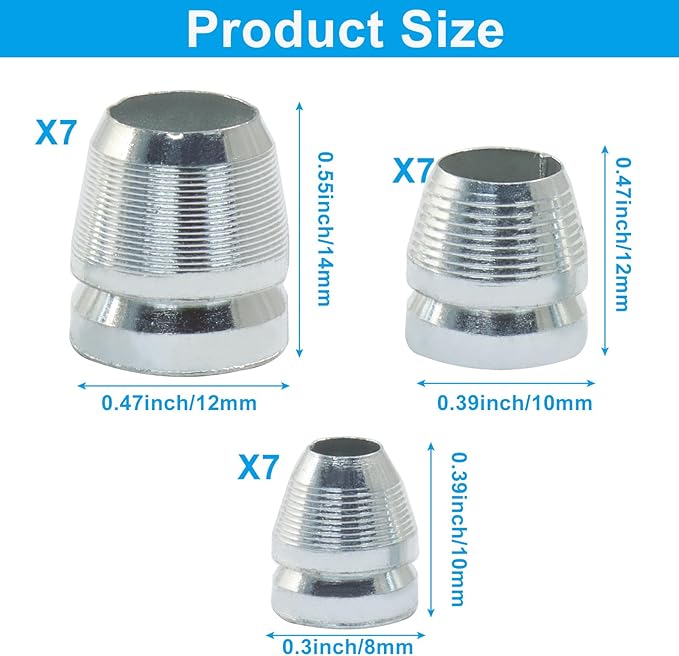 Waziaqoc 21 Pcs Safety Round Handle Wedges, Round Axe Handle Wedge, Hammer Handle Steel Wedge Mauls Handle Wedge Kit for Axe Claw Hammer Sledge (0.31/0.39/0.47 Inch)