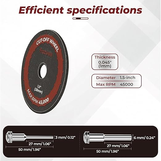 20 Pack 1.5" Cut Off Wheels with 2 Shank(1/4" Mandrel+1/8" Mandrel),Fiberglass Reinforced Rotary Tool Cutting Disc Set