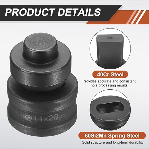 HARFINGTON Hydraulic Hole Punch Die 過11횞20mm Slot Hole 40Cr Steel Electric Punching Kit for CH60 Electric Punching Machine, Black