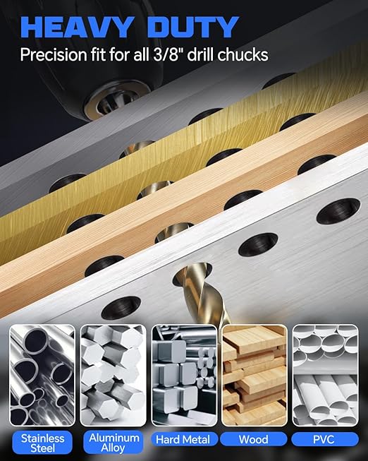 COMOWARE Cobalt Drill Bit Set- 21Pcs M42 High Speed Steel Twist Jobber Length for Hardened Metal, Stainless Steel, Cast Iron and Wood Plastic with Indexed Storage Case, 1/16"-1/2"