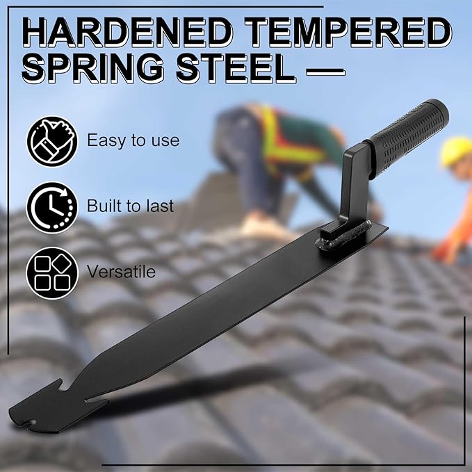 Shingle Slaters Ripper, Steel Roof Ripper Shingle Remover Slate Puller Rip Slate Slating Nail Remover for Slaters Roofers Roofing(Black,18 Inch)