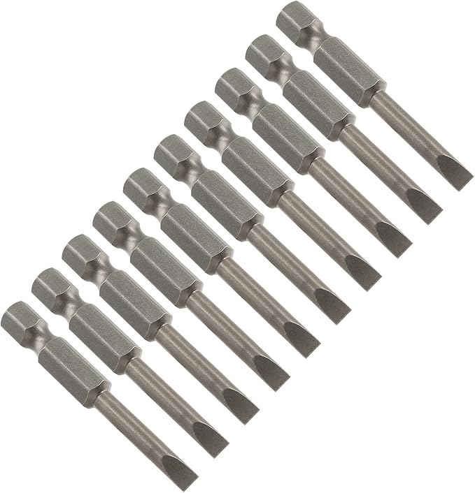 10 Pcs SL4.5 Magnetic Slotted Screwdriver Bits S2 Steel Flat Head Screwdriver Bits with 1/4 Inch Hex Shank, 2 Inch Length