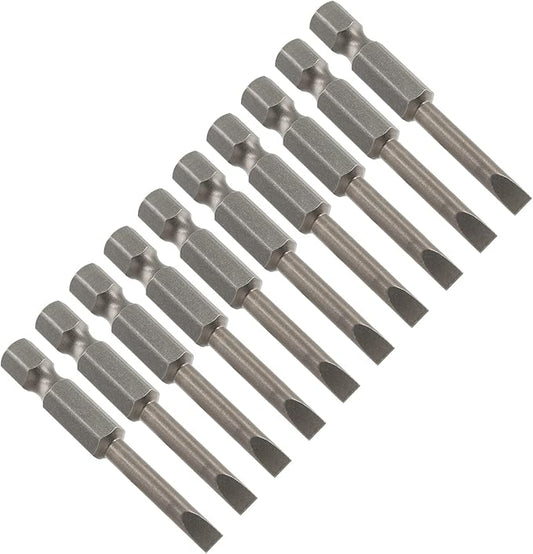 10 Pcs SL4.5 Magnetic Slotted Screwdriver Bits S2 Steel Flat Head Screwdriver Bits with 1/4 Inch Hex Shank, 2 Inch Length