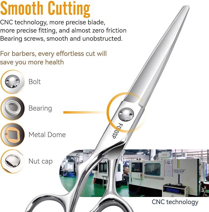 Left Handed Hair Cutting Scissors 6??Professional Barber Scissor Japan VG10 CNC Ultra-Precise Cuts, Razor Sharp Blades Hair Shears for Women & Men
