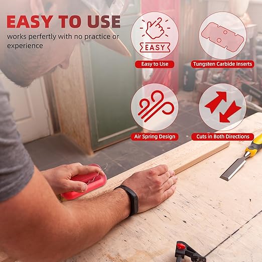 GSCIT Club Banding Trimmer with Tungsten Carbide Blades, Hand Planer Edge Bander for Burrs, Wood Chamfering Fillet Scraper, Edge Banding Cutter for PVC ABS Melamine (Red)