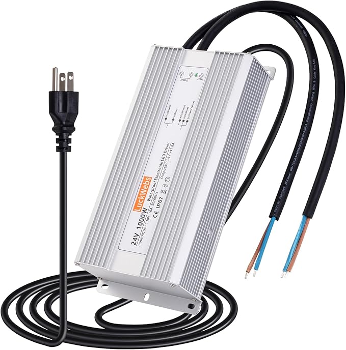 LED Driver 24V1000W Waterproof Power Supply AC90-130V to DC24V41.6A Switching Power Supply IP67 Converter Suitable for Outdoor LED Lighting and Any 24V DC Equipment