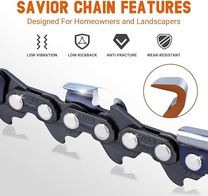 Savior 3PC 12 Inch Chainsaw Chain for Greenworks 40V 20262 20292 Chainsaw, 12" Replacement Chain for Sun Joe SWJ698E 9A Chain Saw - 3/8" - .050" - 45 DL