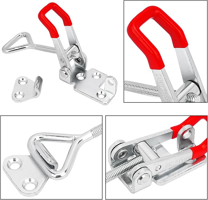GENHAKON 12 Pack Toggle Latch Clamps, 4002 Duty U-hook Latches for Wood Boxes and Woodworking Craft, Adjustable Clamp with 485lbs Holding Capacity