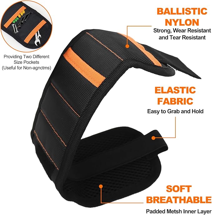 Magnetic Wristband for Tools (2-Pack) - Tool Belt for Men & Women - Heavy Duty 20-Magnet for Hands-Free DIY & Construction, Holds Screws, Nails, Bits - Ideal Gift for Men, Handyman, Husband
