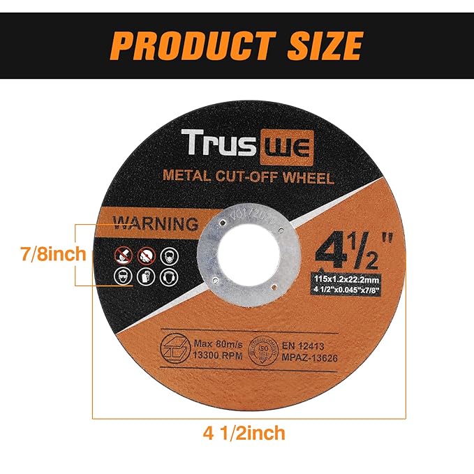 4 1/2" Cut Off Wheel - 27 Pack 4 1/2"x0.045"x7/8" Cutting Wheel Ultra Thin Cut-Off Disc Metal & Stainless Steel Cutting Disc for Angle Grinder