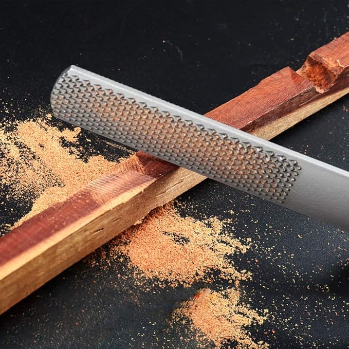 (2 Pack) 4 Way Wood Rasp File, Premium Grade High Carbon Hand File and Round Rasp, Half Round Flat & Needle Files for Sharpening Wood and Metal Tools