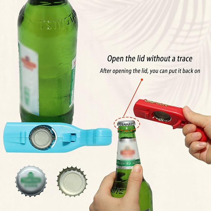 2Pcs Cap Gun Bottle Opener - Fun and Functional Novelty Beer Bottle Opener with Realistic Design, Gift for Beer Lovers, Parties, and Themed Events (Black-Red)