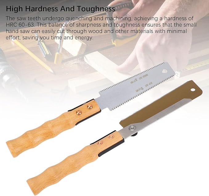 Small Woodworking Hand Saw SK5 Carbon Steel Bamboo Log Handle for Gardening and Outdoor Projects 7 Inch Double Sided Teeth Flush Cut Saw for Woodworking