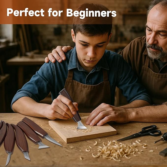 Wood Carving Kit for Beginners ??25pcs Whittling Knife Kit Wood Carving Tools with PU Leather Storage Bag, 10 Carving Knives, 6 Templates & Basswood for DIY Crafts