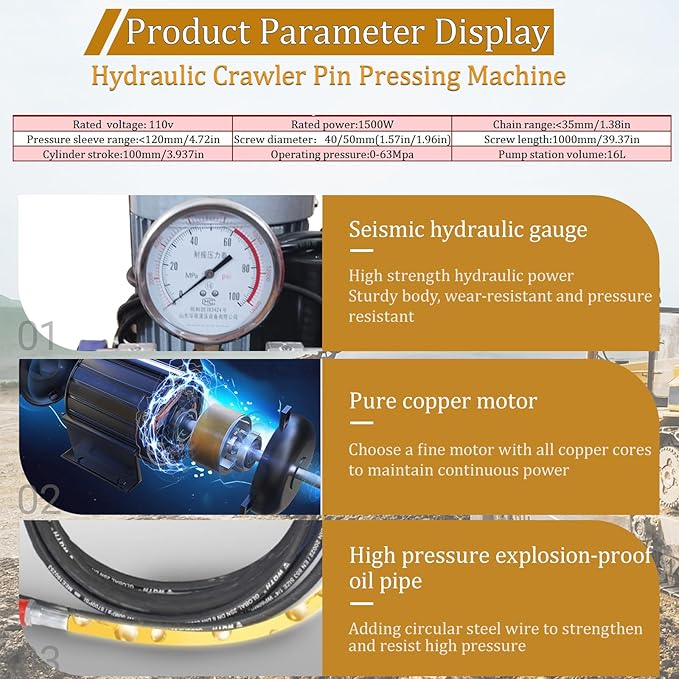 TECHTONGDA 110V 2 in1 Portable Line Boring and Welding Machine with 110V 70T Hydraulic Crawler Pin Pressing Machine, European Connector, Chain Press Machine, for Excavators, Loaders Chain Repairing