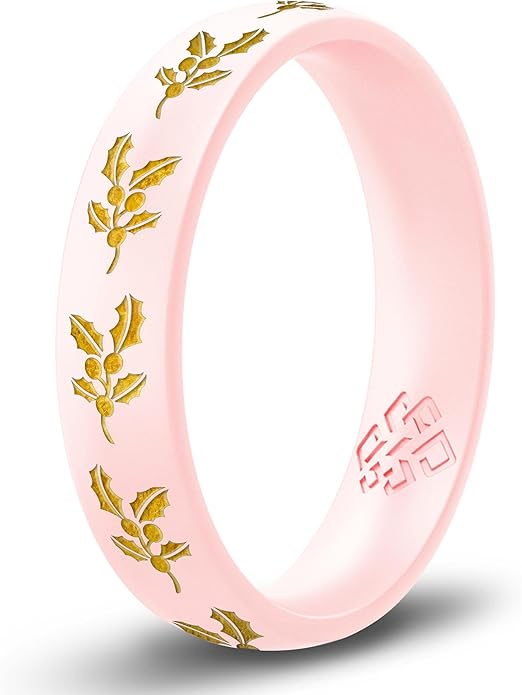 Knot Theory Birth Flower Silicone Ring for Women - 4mm Comfort Fit Wedding Band Engagement Ring