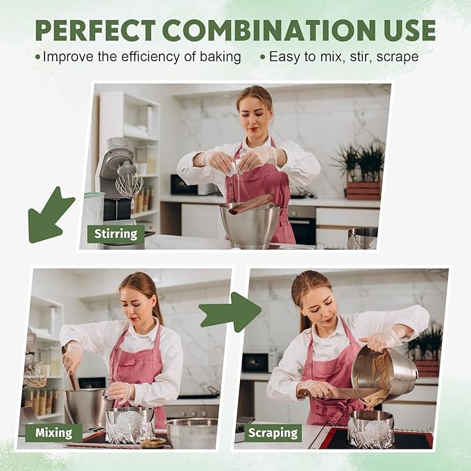 Baderke 11 Inch Wooden Sourdough Bread Mixing Stir and 13 Inch Wooden Spatula Paddle Stirring Stick for Kitchen Cooking Mixing Tool for Sourdough Starter Cookware Pot(Acacia)