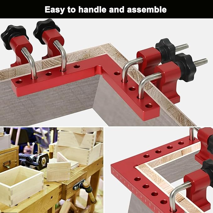 90 Degree Positioning Squares Right Angle Clamps for Woodworking - 4 Pack 5.5"Aluminum Alloy Woodworking Corner Clamps, for Picture Frame, Cabinet, Boxes, Drawers (4Pack 5.5'')