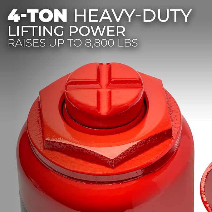 XtremepowerUS Bottle Jack 4 Ton (8,800 LBs) Hydraulic Car Jack with Pump Handle, Fit Use for Cars Automotive Sedans, Red