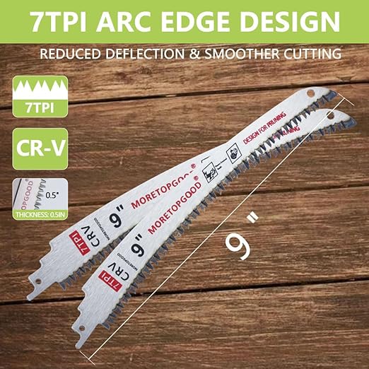 9” Arc Edge Reciprocating Saw Blade, 7TPI Japanese Teeth with Curved Edge Wood Pruning Saw Blades for Tree Trimming, Wood Cutting (3 Pack)