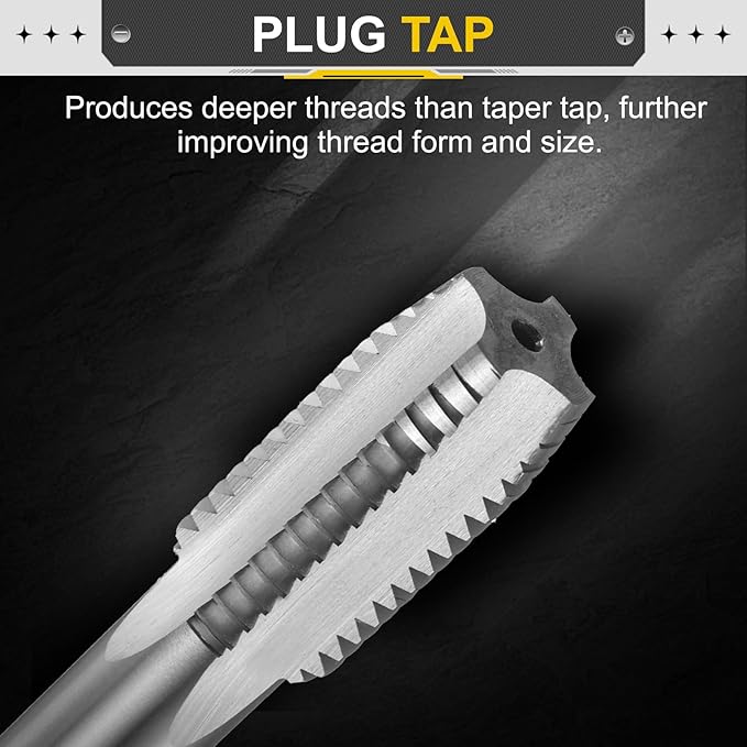 uxcell Hand Plug Tap 3/4"-10 BSW 2B Thread Plug Style Taps Straight Flute Screw Tapping Threading Tool High Speed Steel HSS6542