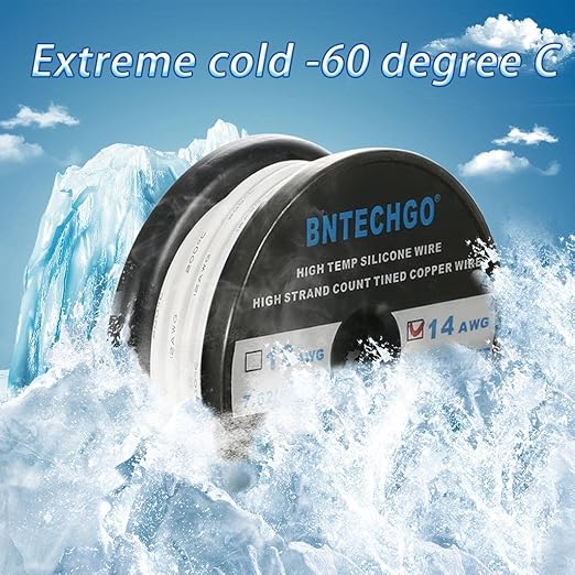 BNTECHGO 14 Gauge Silicone Wire Spool 50 ft White Flexible 14 AWG Stranded Tinned Copper Wire