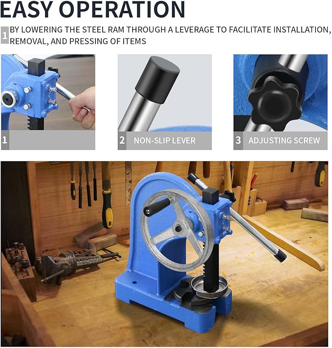 Arbor Press 1 Ton,Ratchet Leverage Arbor Press with Handwheel,5.5" Maximum Height Manual Desktop Punch Press Machine Metal Arbor Press Tool,for Stamping