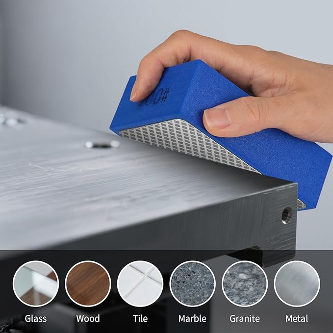 Diamond Polishing Pads Sanding Blocks - Cuttte 4pcs Diamond Sanding Sponge Pads Tile Tools 60#, 100#, 200#, 400# for Wood Ceramic Tile Glass Grinder