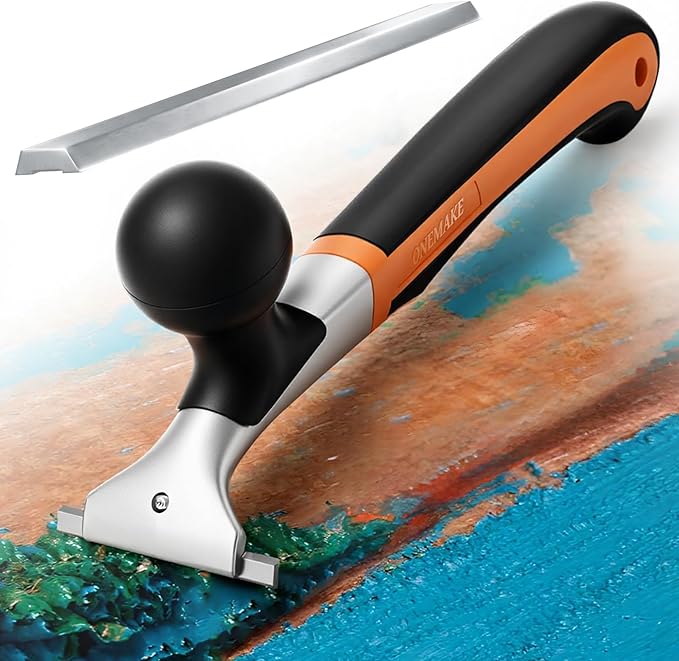 Premium Ergonomic Carbide Scraper - 2-1/2", Heavy-Duty Tool for Wood, Metal, Glass & Floors, Removal on Various Surfaces Dry Glaze, Stains, Putty, Scratches, Rust, Paint, Glue - 65 mm(with 2 X Blades)