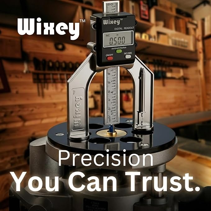 Wixey Mini Digital Height Gauge ??Durable Easy-Read Digital Depth Gauge ??Precise Accurate Height Measurement Tool for Router & Table Saw ??Compact Measuring Tools for Woodworking Projects