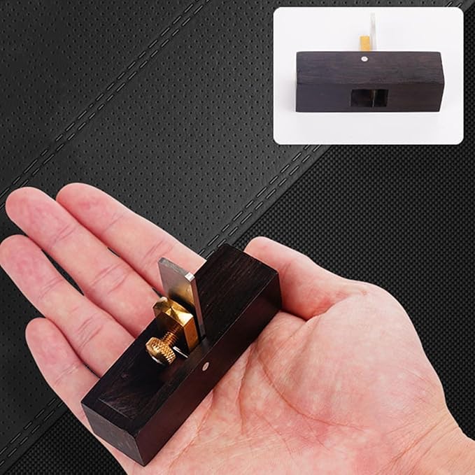 Mini Planer Ebony Hand Plane Tool With Polished Steel Blade For Burr-Free Wood-Finishing And DIY Carpentry, 8X2x2.2 Cm(scraped)