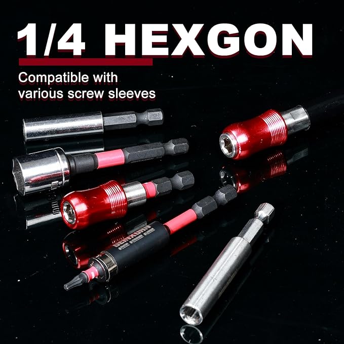 12Inches Flexible Drill Bit Extension Screwdriver Bit Holders, 1PACK Flex Shaft Extension Socket Bit Holder Hex Shank Quick-Change Drill Bit Guide