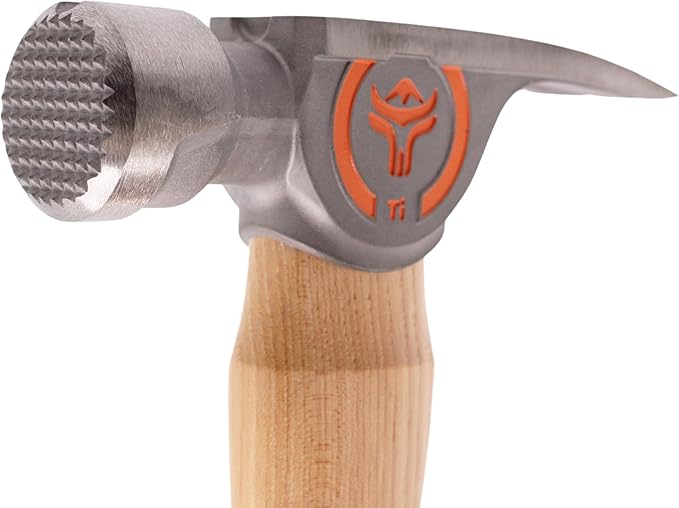 Wrango Tools Titanium Framing Hammer ??14oz Head, 17in Wood Handle, Milled Face, 38mm Diameter Pole