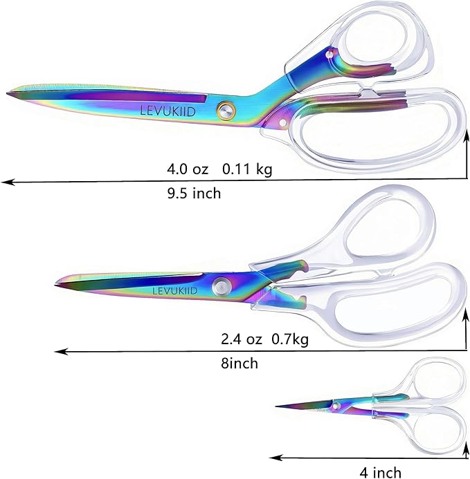scissors all purpose, Titanium Coated Blades and Ergonomic Clear Handle, Clear Scissors For Office Desk, Modern Design for Craft, Sewing, fabric,Office/Color