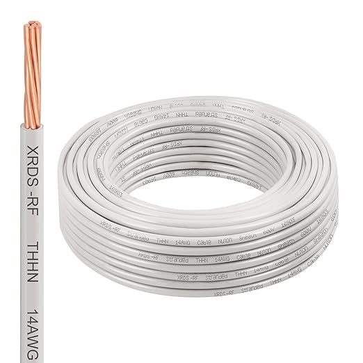 14AWG THHN Electrical Wire 50FT ??Stranded Bare Copper Conductor with PVC and Nylon Insulation, Heat and Oil Resistant Cable