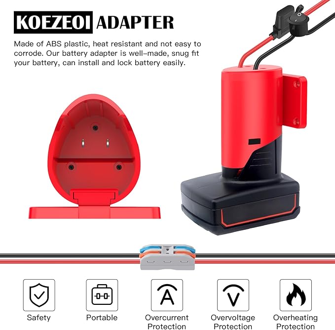 2 Packs Power Wheel Adapter for Milwaukee M12 Battery Adapter 12V Power Wheel Battery Conversion Kit with Fuse & Switch & Wire Terminals 12AWG Wire for DIY Ride On Truck and Rc Toys