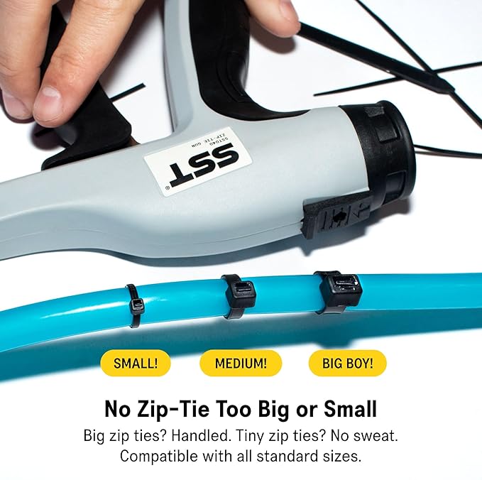 SST - Zip Tie Gun - Maneuver Through Tight & Awkward Spots With Precision - Compatible With All Standard Zip Tie Sizes - Exact Level of Tension - Securely Tighten & Trim Cleanly - Designed in the USA