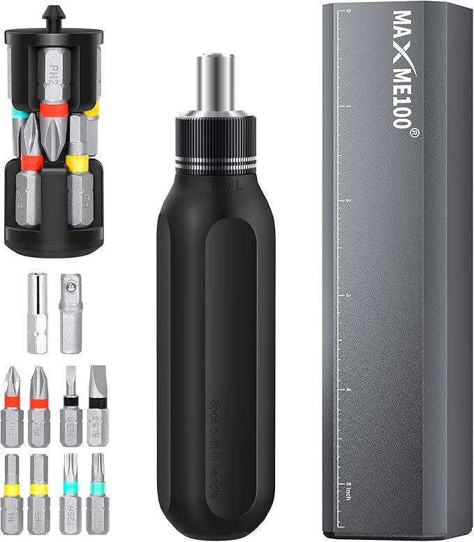 MAXME100짰 Magnetic 12-in-1 Household Ratcheting Screwdriver Set - Professional Tool kit for Home Improvement (Ratchet-14 in 1)