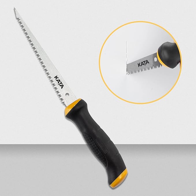 KATA Heavy Duty Hacksaw Frame Set, 12" Hack saw, 10" Mini Hacksaw and 6" Drywall Saw/Jab Saw, Extra 4pc Flexible Bi-Metal HSS Blades, Multi-purpose Handsaws Cutting for Metal, Wood, PVC Pipes