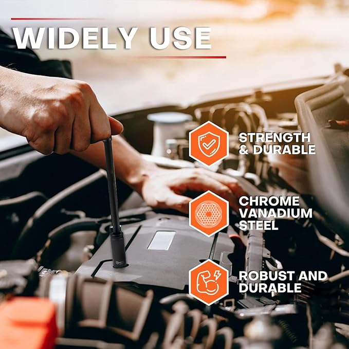 1/2" Drive Deep Impact Socket Set, 13 Piece and Metric 10-24mm, 6 Point Cr-V Alloy Steel for Auto Repair, Easy-to-Read Size Markings, Rugged Construction, Storage Case