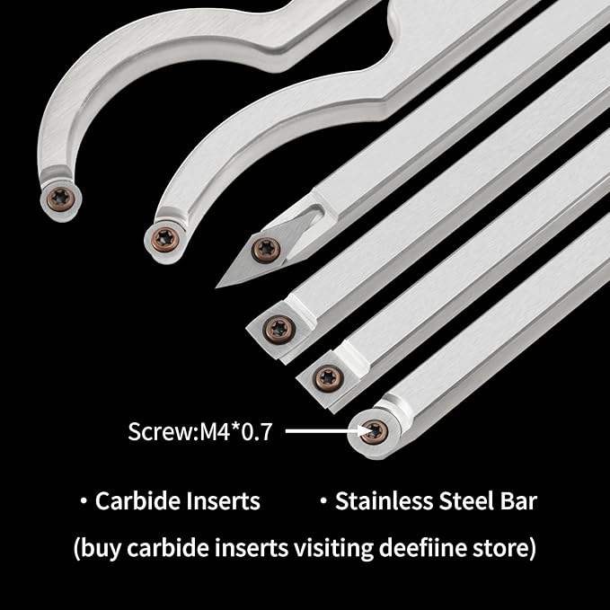 18.3" Full Size Carbide Tip Wood Lathe Turning Tool Kit, Lathe Roughing and Finishing Hollow Tool with Diamond Round Square Carbide inserts For Woodturning(6pcs)