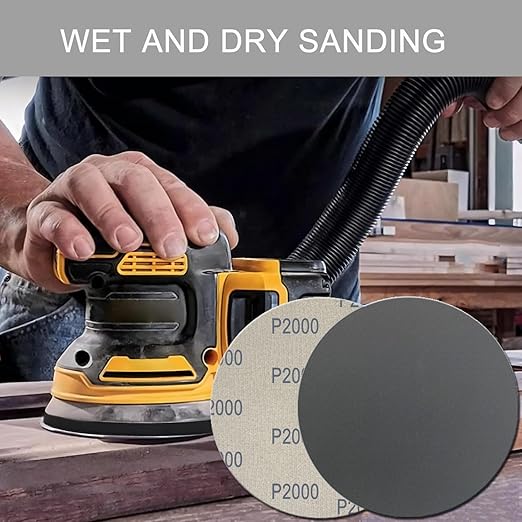 6 Inch 50 Pcs Wet Dry Sanding Discs Hook and Loop, 2000 Grit Sandpaper Automotive Wood Metal Polishing & Sanding, Silicon Carbide Sand Paper for Random Orbital Sander (Grit 2000)